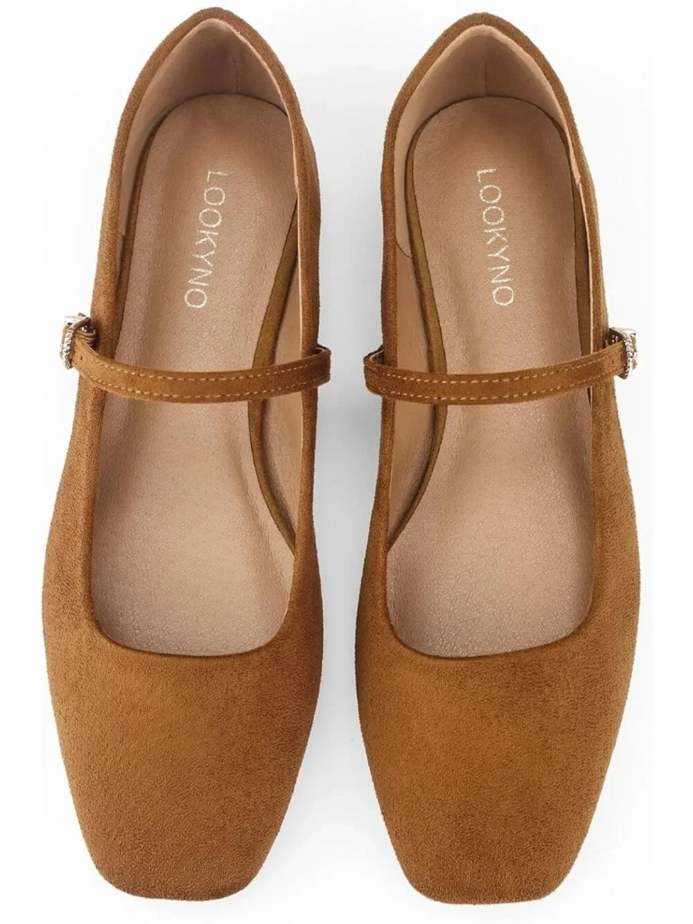 Women's Brown Suede Leather Adjustable Strap Mary Jane Closed Toe Flats Shoes - Picture 6 of 7